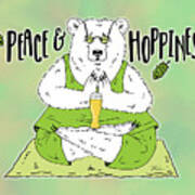 Yoga Beer Bear Art Print
