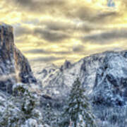 Yosemite National Park Amazing Tunnel View Winter Beauty Art Print