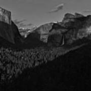 Yosemite Tunnel View Black And White Art Print