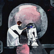 You're My Only Hope Princess Leia And R2d2 Art Print