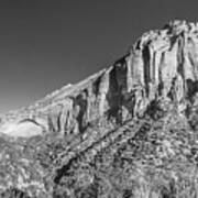 Zion National Park Panorama Black And White Art Print