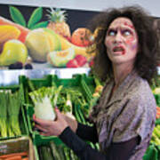 Zombie Woman Shopping Vegetables Art Print