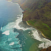 Aerial View Of Na Pali Coast, Kauai #1 Art Print