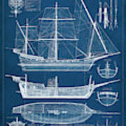 Antique Ship Blueprint I #1 Art Print