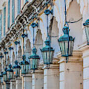 Arches And Lamps In Greece #1 Art Print