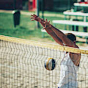 Beach Volleyball Players At The Net #1 Art Print