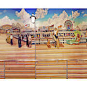 Coney Island Boardwalk Towel Version #1 Art Print