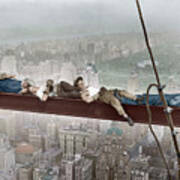 Construction Workers Resting On Steel #1 Art Print
