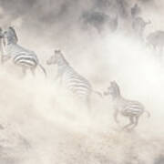 Dramatic Dusty Great Migration In Kenya Art Print