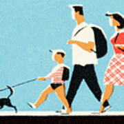 Family With Dog #1 Art Print