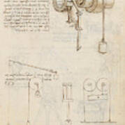 Folio F 12r. Codex Madrid I -ms. 8937- 'treaty Of Statics And Mechanics', 192 Folios With 384 Pag... #1 Art Print