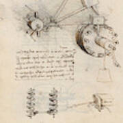 Folio F 92v. Codex Madrid I -ms. 8937- 'treaty Of Statics And Mechanics', 192 Folios With 384 Pag... #1 Art Print