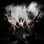 Group Of Dancers With White Powder #1 Art Print