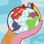 Hand Holding A Globe #1 Art Print