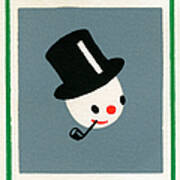Illustration Of Christmas Snowman #1 Art Print