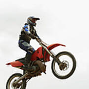 Low Angle View Of A Motocross Rider #1 Art Print