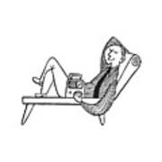 Man Relaxing With Portable Radio #1 Art Print