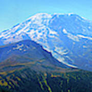 Panorama Mount Rainier National Park Mountain From Skyscraper Mt On North Fall Landscape Snow Usa Art Print