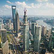 Shanghai Pudong Skyscrapers Futuristic #1 Art Print