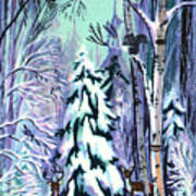 Snowy Forest Scene #1 Art Print