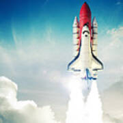 Space Shuttle Taking Off On A Mission Art Print