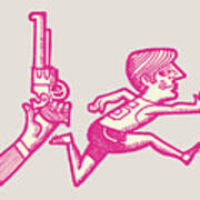 Start Of Race With Gun And Runner #1 Art Print
