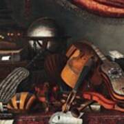 Still Life With Musical Instruments, Books And Playing Cards Art Print