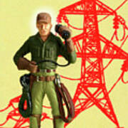 Telephone Lineman #1 Art Print