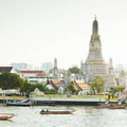 Thailand, Thailand Central, Bangkok, Tropics, Gulf Of Siam, Gulf Of Thailand, Wat Arun, Wat Arun And Chao Phraya River #1 Art Print
