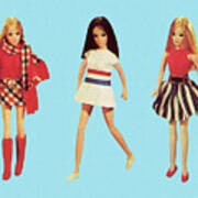 Two Blonde And One Brunette Fashion Dolls #1 Art Print