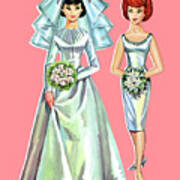 Two Paper Doll Brides #1 Art Print