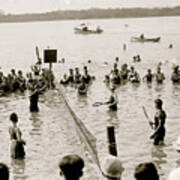 Water Tennis Played By Citizens In Wasington, Dc As They Enjpy The Tidal Basin #1 Art Print