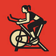 Woman Working Out On An Exercise Bike #1 Art Print