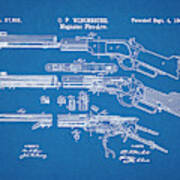 1866 Winchester Lever Action Rifle Blueprint Patent Print Art Print