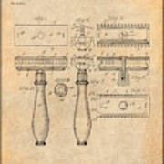 1901 Gillette Safety Razor Antique Paper Patent Print Art Print
