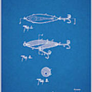 1909 Lockhart Antique Fishing Lure Blueprint Patent Print Poster