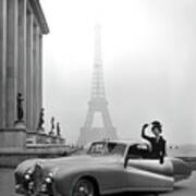 1930s Delahaye Show Car With Fashion Model On Paris Street Art Print