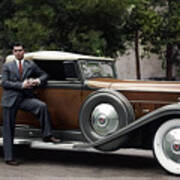 1932 Packard Convertible Coupe With Clark Gable Colorized Image Art Print