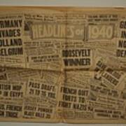 1940 Headlines Art Print