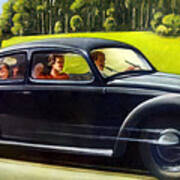 1950s Volkswagen At Speed With Occupants Art Print