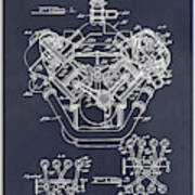 1954 Chrysler 426 Hemi V8 Engine Blackboard Patent Print Art Print
