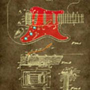 Fender Guitar Tremolo Patent Drawing 1956 Art Print