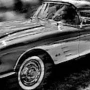 Corvette 1959 Bw Art Print