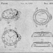 1999 Rolex Diving Watch Patent Print Gray Art Print