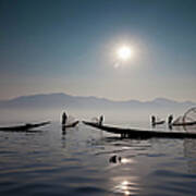 Fishermen On Inle Lake, Myanmar #2 Art Print