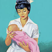 Nurse Holding Baby #2 Art Print