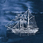 Sailing Ships V Indigo #2 Art Print