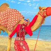 Woman With Camel #2 Art Print