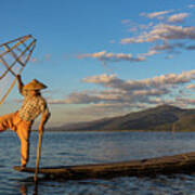 Intha Fisherman On Lake Inle In Myanmar #4 Art Print