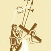 Jesus Carrying The Cross #3 Art Print